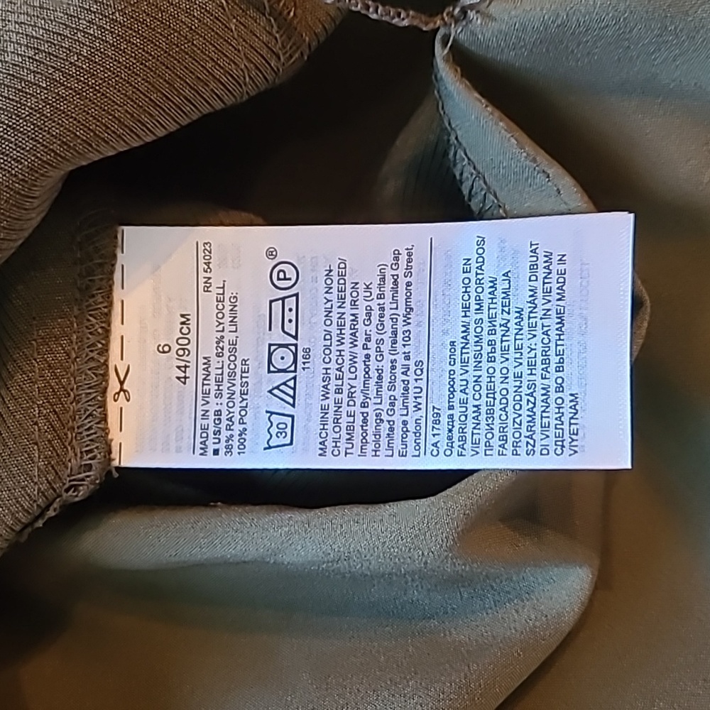 Banana Republic Khaki Green Faux Wrap Skirt with Button Accent - Picture 7 of 8